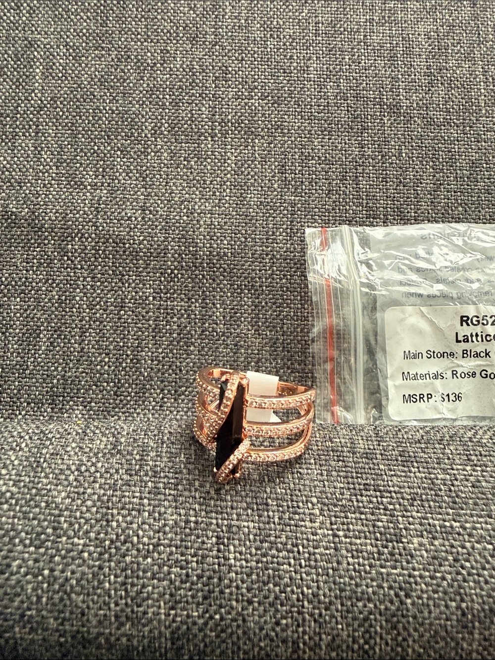 Bomb party OG Rose Gold Ring with Black Stone and Pavé Accents